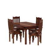 Ajmer Solid Sheesham Wood 4 Seater Dining Set (Without Cushion, Natural Finish)